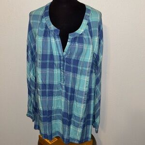 Lane Bryant Pullover Plaid Flannel Like Top size 18/20